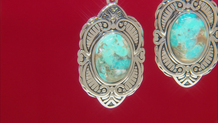 Blended Turquoise And Abalone Shell Rhodium Over Silver Earrings