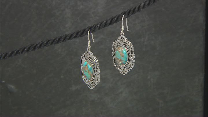 Blended Turquoise And Abalone Shell Rhodium Over Silver Earrings