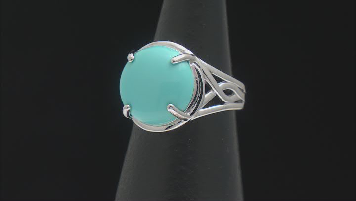 Blue Sleeping Beauty Turquoise Rhodium Over Silver Solitaire Ring Video Thumbnail