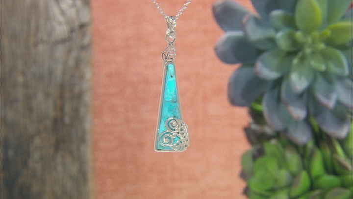Turquoise Rhodium Over Silver Pendant With 18" Chain Video Thumbnail