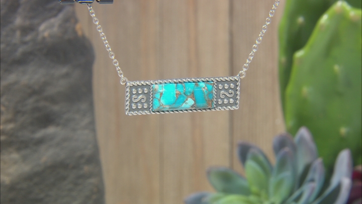 Turquoise Rhodium Over Silver Bar Necklace Video Thumbnail
