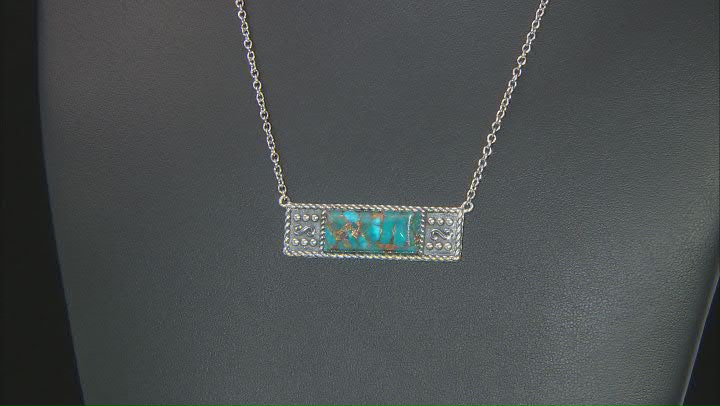 Turquoise Rhodium Over Silver Bar Necklace Video Thumbnail