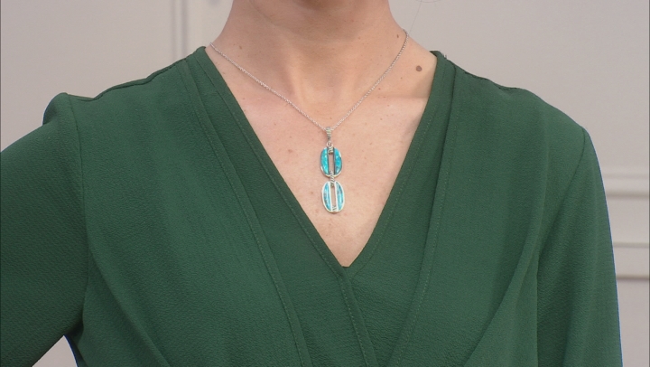 Turquoise Rhodium Over Silver Enhancer With 18" Chain Video Thumbnail