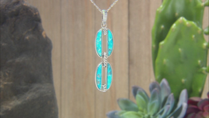 Turquoise Rhodium Over Silver Enhancer With 18" Chain Video Thumbnail