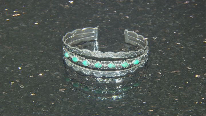 Turquoise Rhodium Over Silver Cuff Bracelet Video Thumbnail