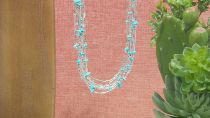 Blue Sleeping Beauty Turquoise Liquid Silver Multi-Strand Necklace Video Thumbnail