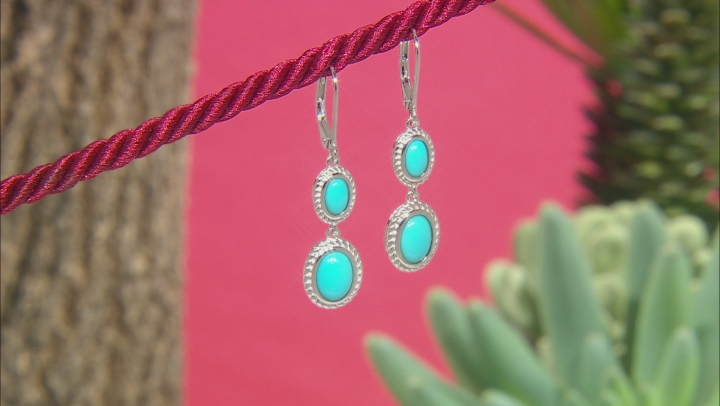 Blue Sleeping Beauty Turquoise Rhodium Over Sterling Silver Earrings Video Thumbnail