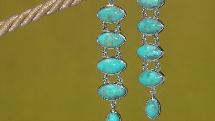 Blue Turquoise Rhodium Over Silver Dangle Earrings Video Thumbnail