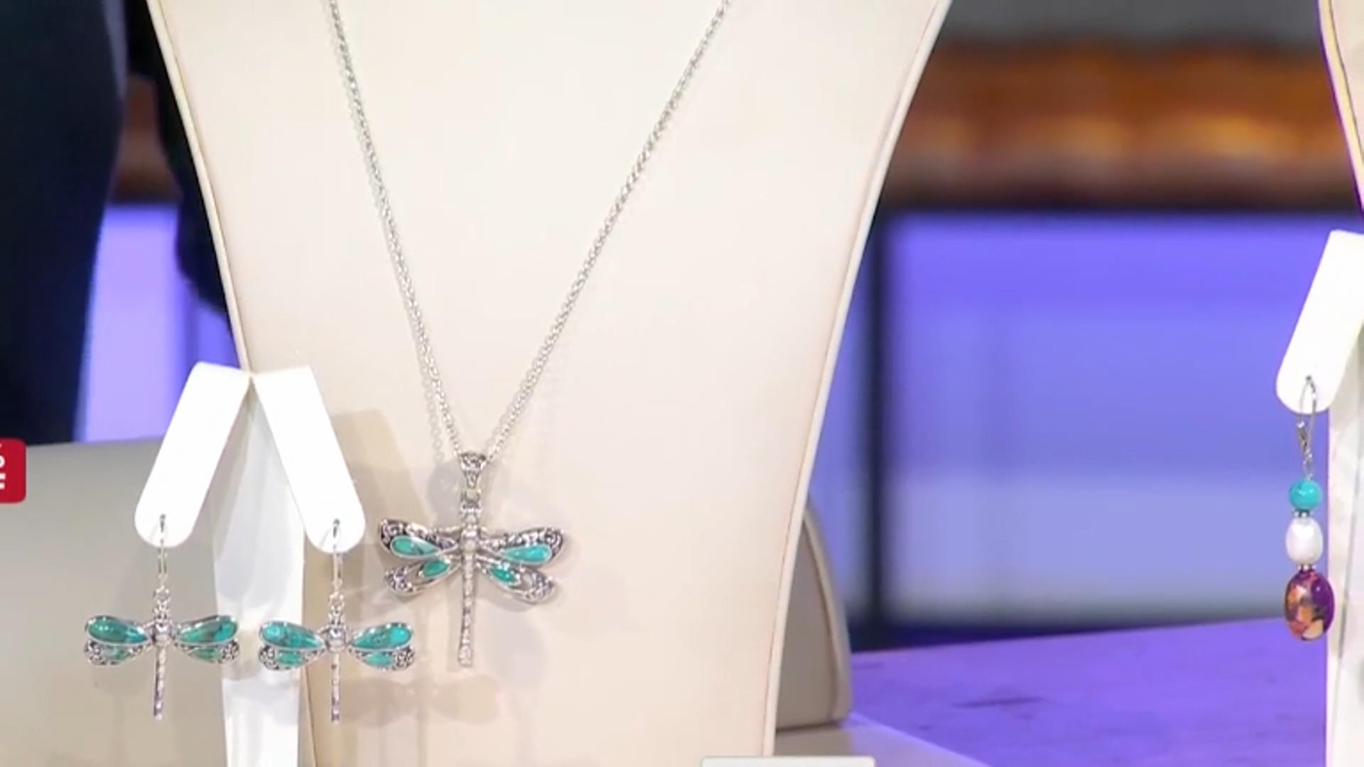 Turquoise Rhodium Over Silver Dragonfly Enhancer With Chain Video Thumbnail