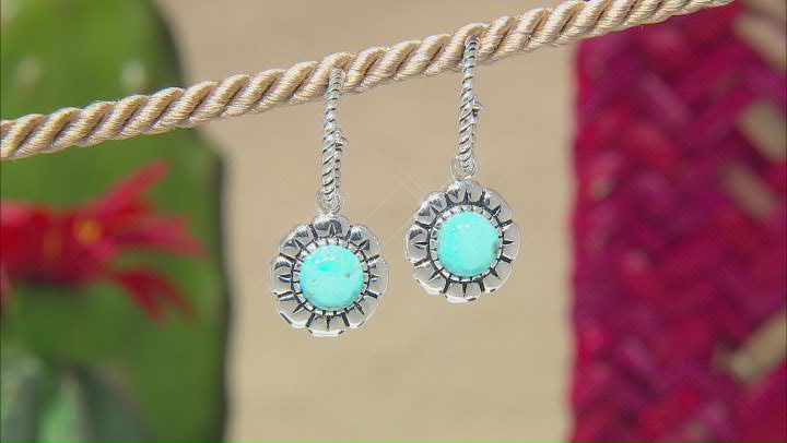 Blue Turquoise Rhodium Over Silver Interchangeable Earrings