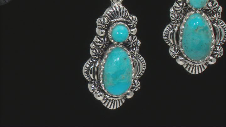 Blue Turquoise Rhodium Over Silver Earrings Video Thumbnail