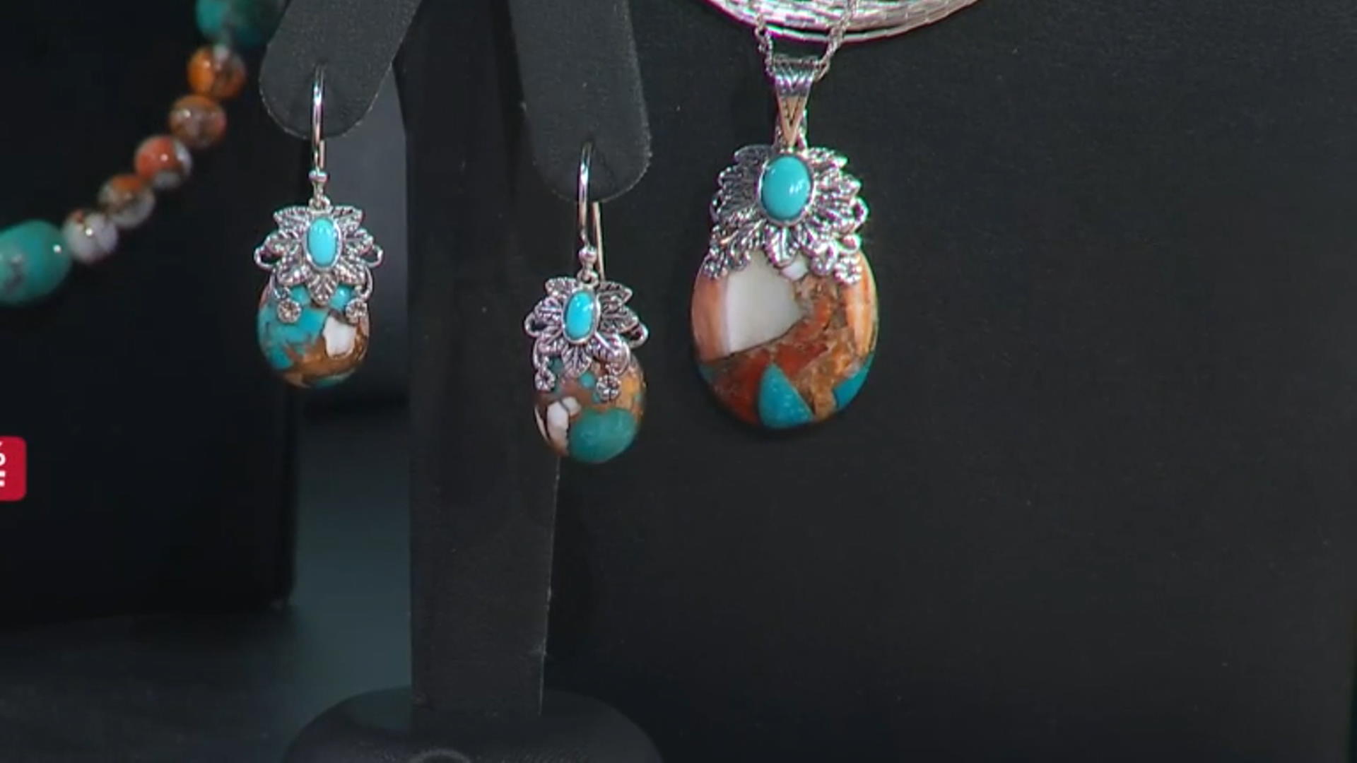 Blended Shell and Turquoise Rhodium Over Silver Earrings