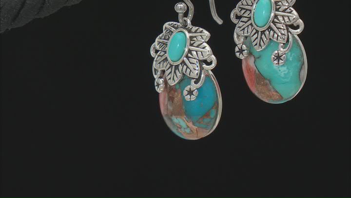 Blended Shell and Turquoise Rhodium Over Silver Earrings Video Thumbnail