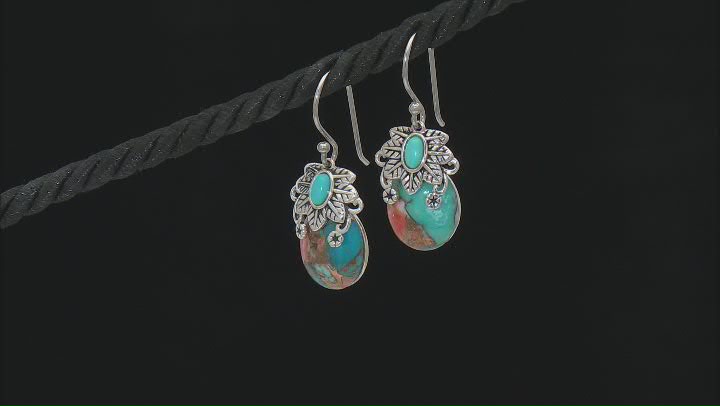 Blended Shell and Turquoise Rhodium Over Silver Earrings Video Thumbnail