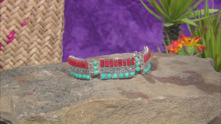 Blue Turquoise and Red Sponge Coral Station Bracelet Video Thumbnail