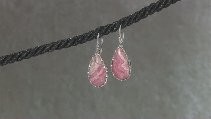 Pink Rhodochrosite Rhodium Over Sterling Silver Earrings