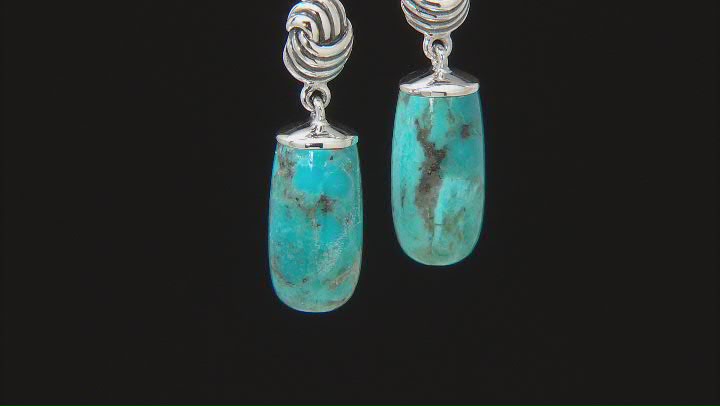 Fancy Cut Turquoise Rhodium Over Sterling Silver Drop Dangle Earrings Video Thumbnail