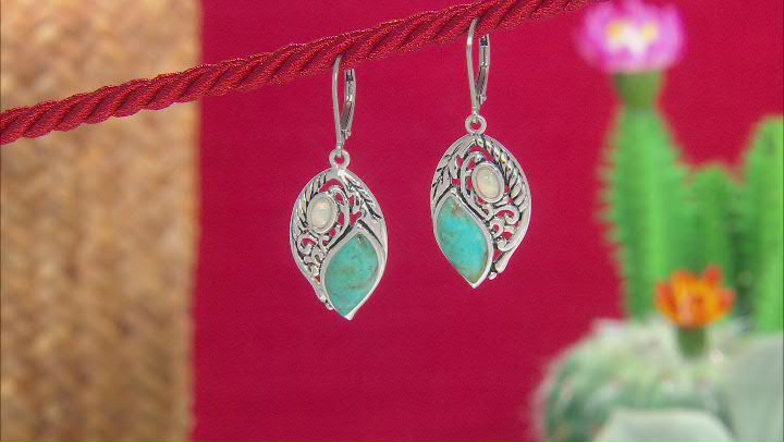 Turquoise Rhodium Over Sterling Silver Dangle Earrings Video Thumbnail