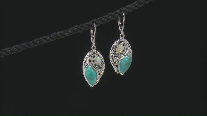 Turquoise Rhodium Over Sterling Silver Dangle Earrings Video Thumbnail
