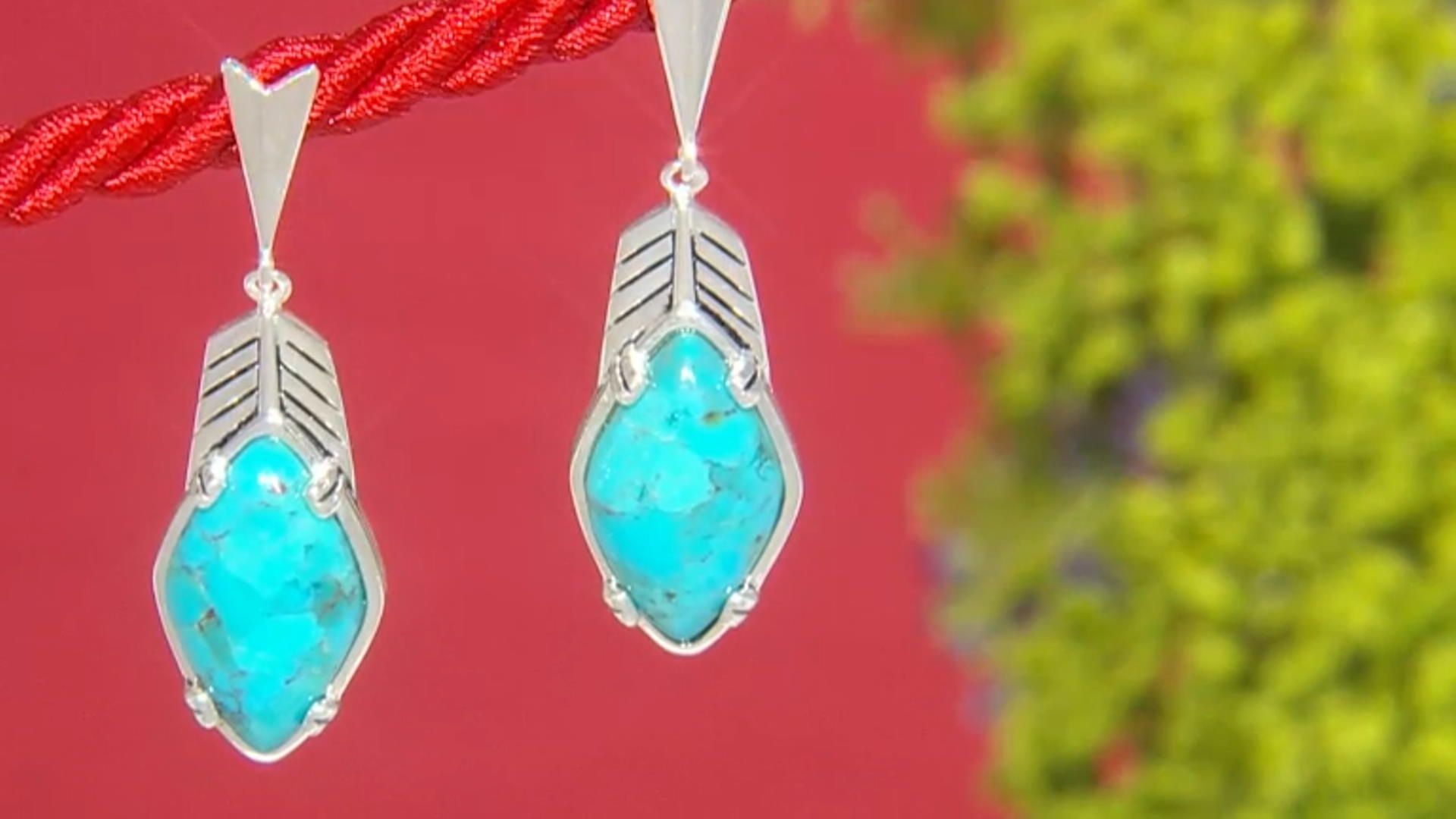 Blue Turquoise Rhodium Over Sterling Silver Earrings Video Thumbnail