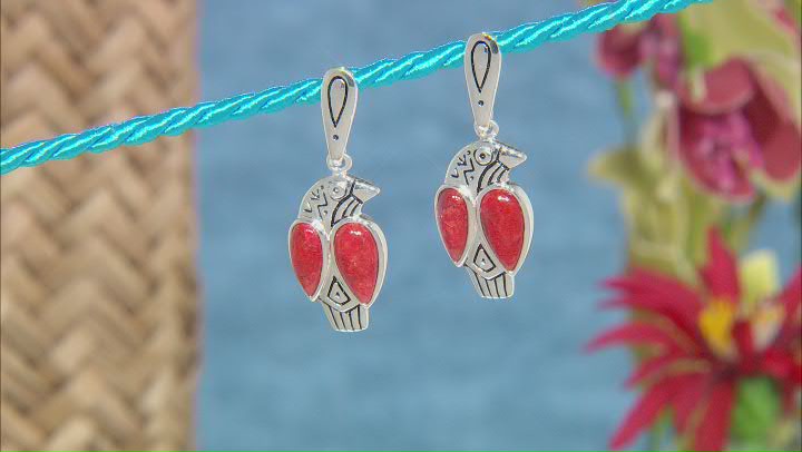 Red Sponge Coral Rhodium Over Sterling Silver Earrings Video Thumbnail