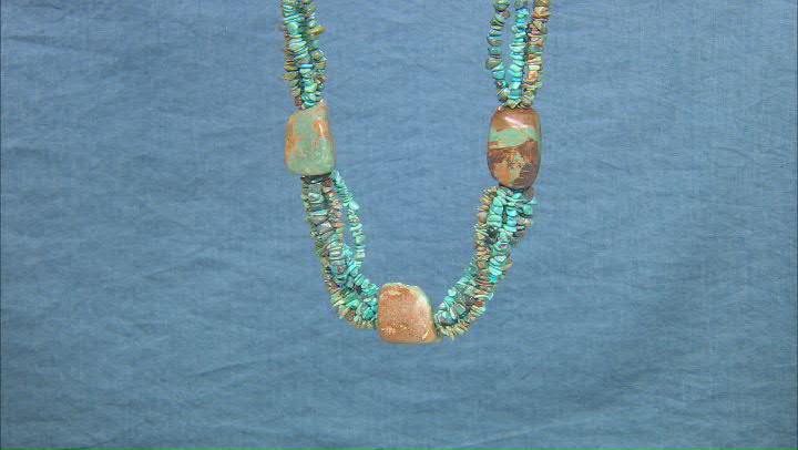 Green Turquoise Nugget, Chips, and Beaded Rhodium over Silver Statement Necklace Video Thumbnail