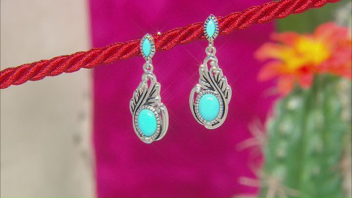 Blue Sleeping Beauty Turquoise Rhodium Over Silver Earrings Video Thumbnail