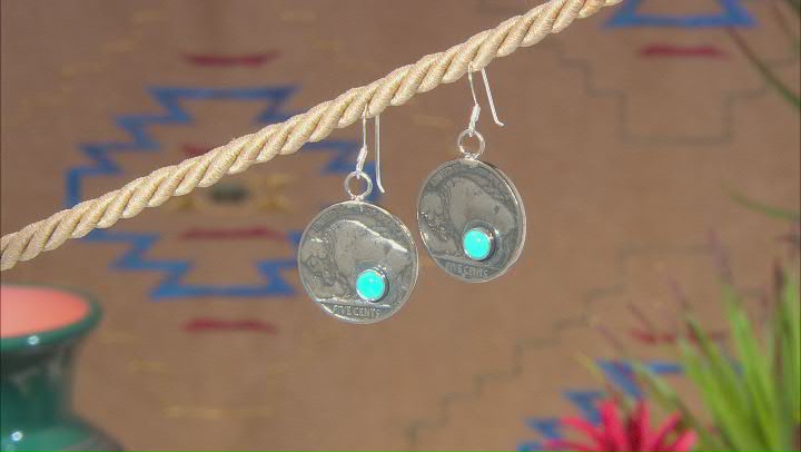 Blue Sleeping Beauty Turquoise Rhodium Over Silver Replica Buffalo Earrings Video Thumbnail
