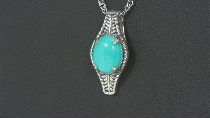 Sleeping Beauty Turquoise Rhodium Over Silver Pendant with Chain
