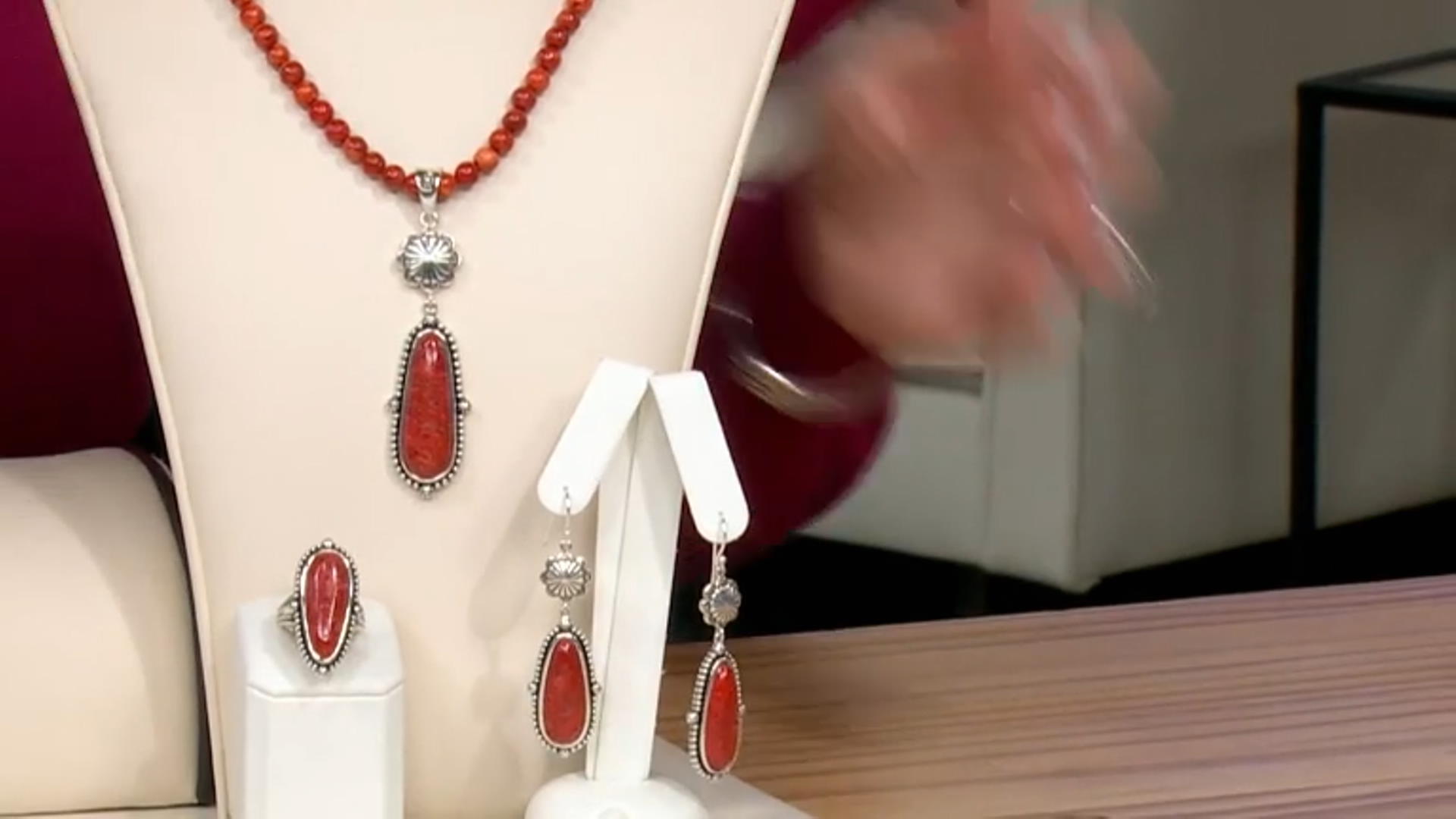 Red Free-form Coral Sterling Silver Earrings Video Thumbnail