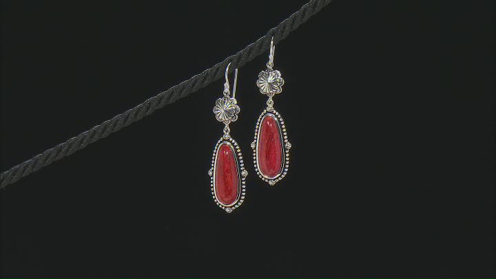 Red Free-form Coral Sterling Silver Earrings Video Thumbnail