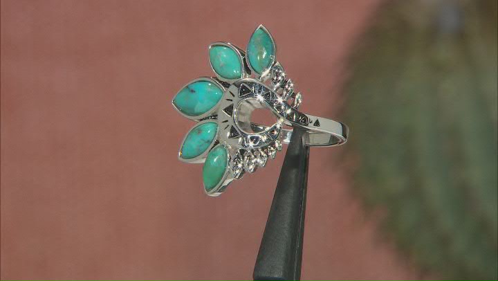 Blue Mixed Shape Marquise Turquoise Sterling Silver Ring Video Thumbnail