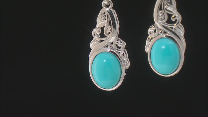 Blue Sleeping Beauty Turquoise Rhodium Over Silver Earrings Video Thumbnail