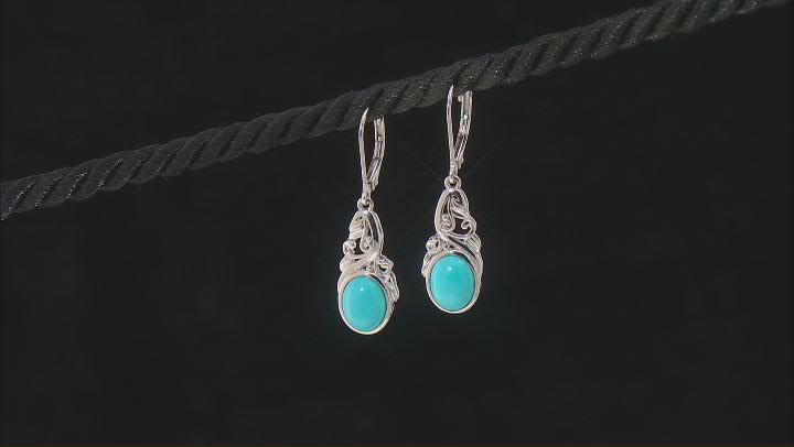 Blue Sleeping Beauty Turquoise Rhodium Over Silver Earrings Video Thumbnail