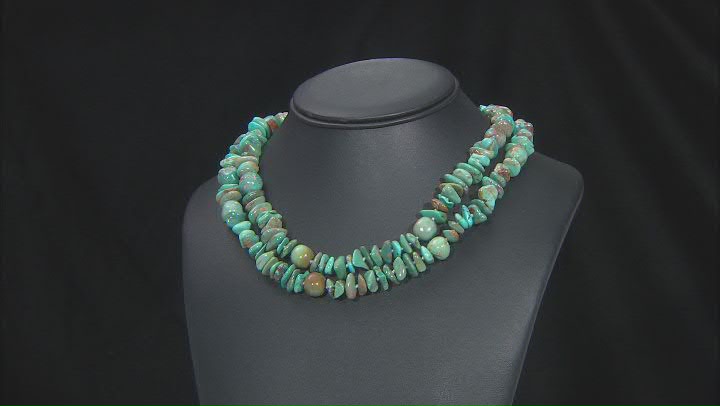 Multi-Color Turquoise Chip and Beaded Strand Necklace Video Thumbnail