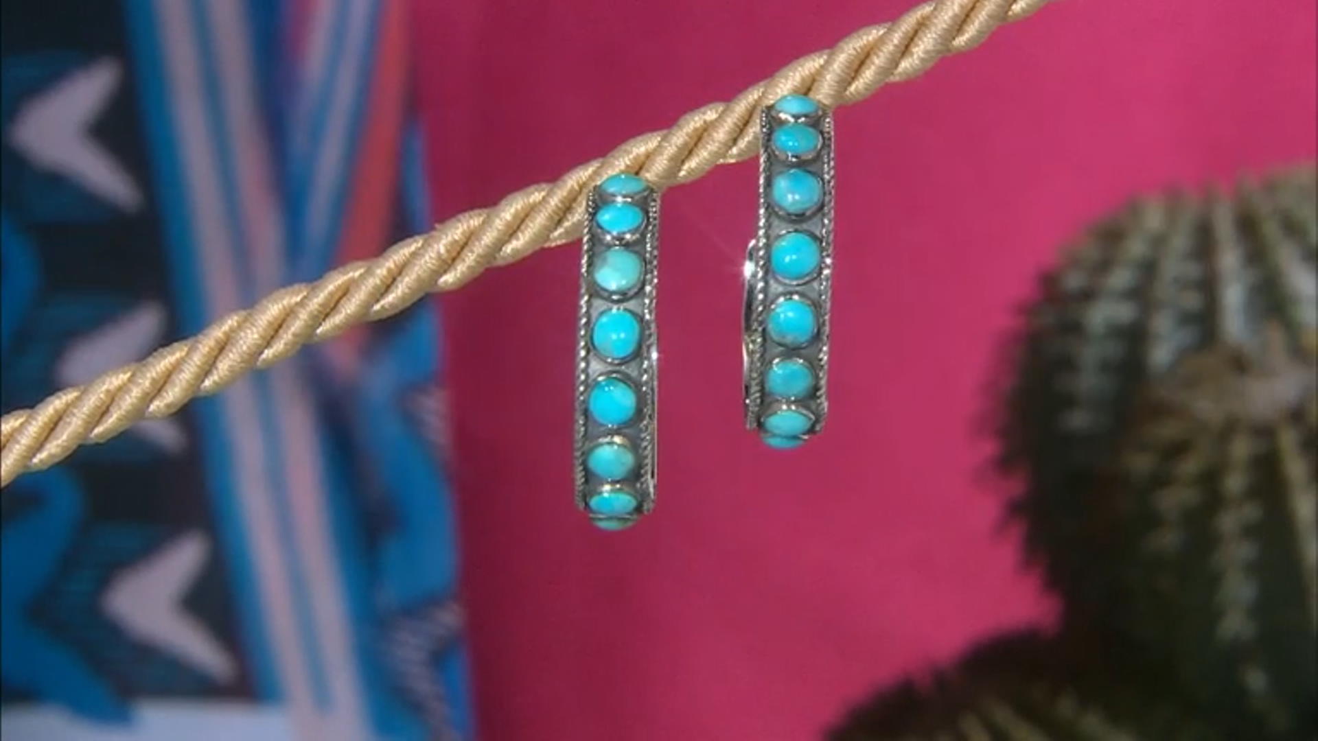 Kingman Turquoise Sterling Silver Hoop Earrings Video Thumbnail