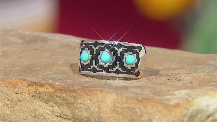 Blue Sleeping Beauty Turquoise Sterling Silver Band Ring Video Thumbnail