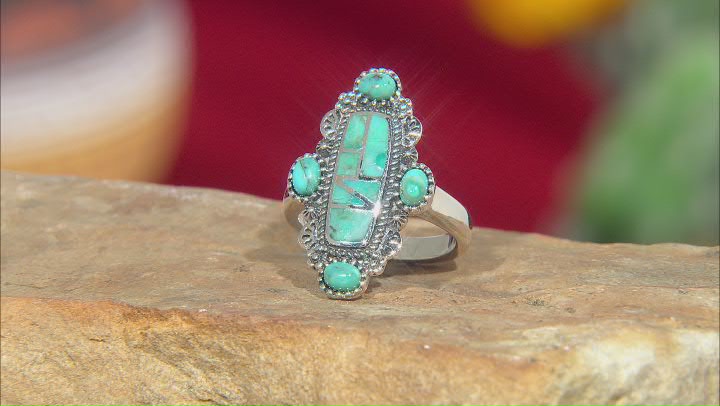 Multi-Shape Turquoise Rhodium Over Sterling Silver Ring Video Thumbnail