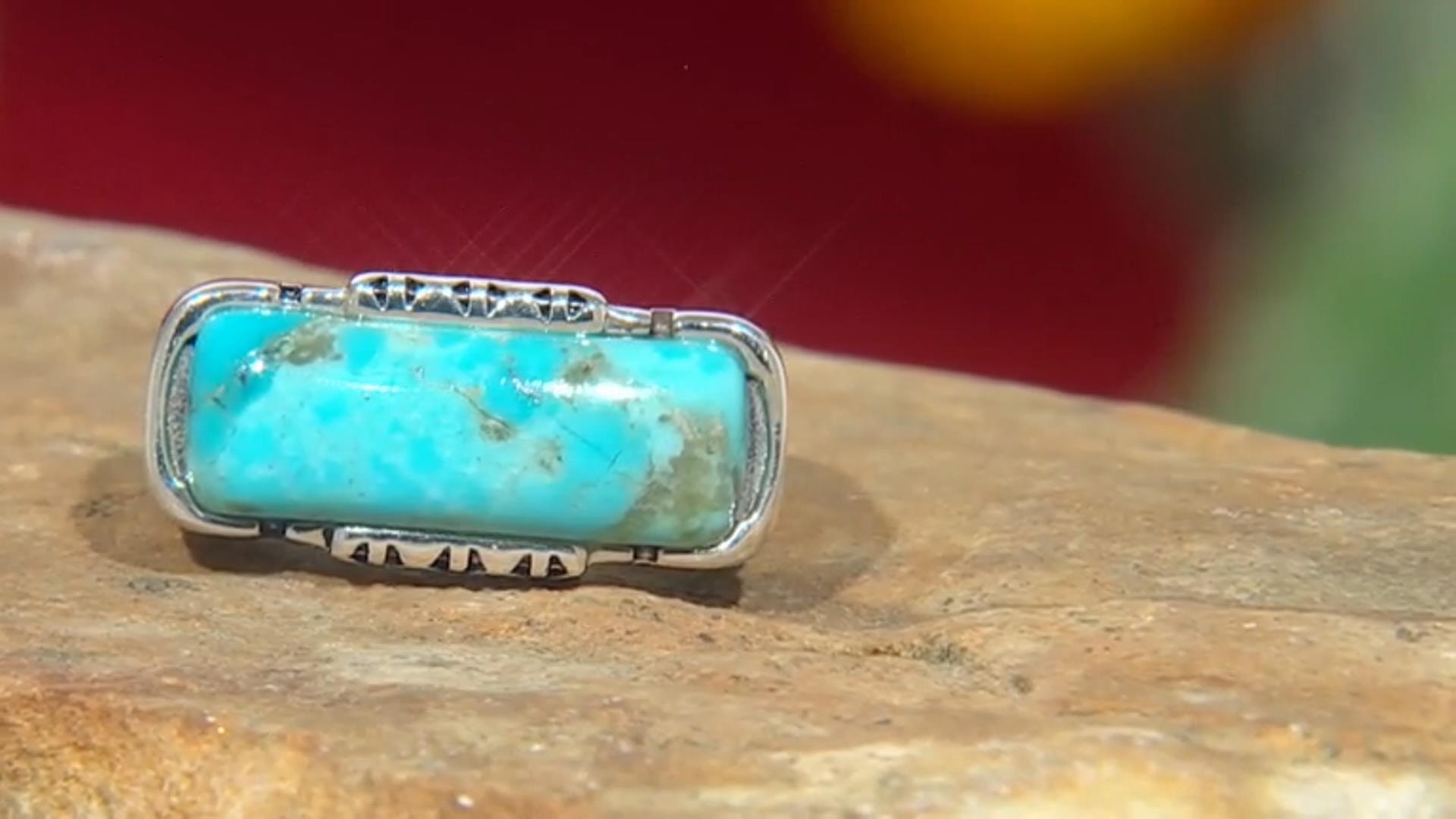 Rectangular Blue Turquoise Sterling Silver Ring Video Thumbnail