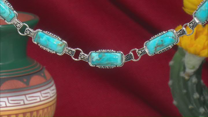 Rectangular Blue Turquoise Sterling Silver Necklace Video Thumbnail
