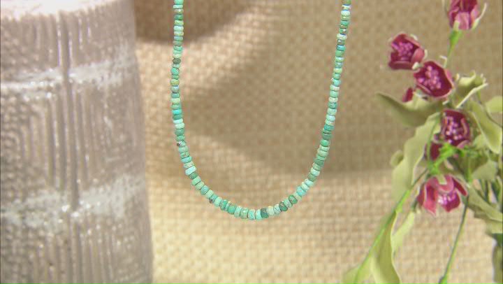 Blue Rondelle Kingman Turquoise Strand Sterling Silver Necklace Video Thumbnail