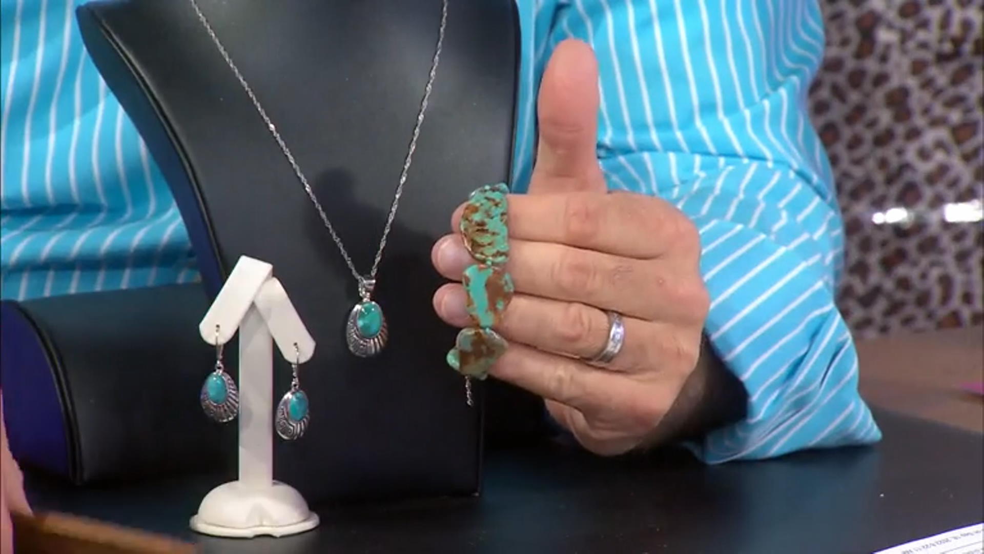 Free-form Mixed Green Turquoise Rhodium Over Sterling Silver Bracelet Video Thumbnail
