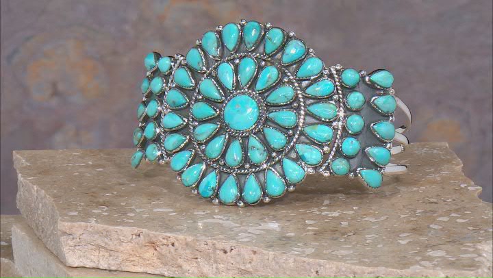 Blue Turquoise Kingman Silver Bracelet Video Thumbnail