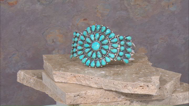 Blue Turquoise Kingman Silver Bracelet Video Thumbnail