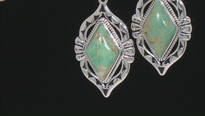 Green Kingman Turquoise Sterling Silver Earrings Video Thumbnail