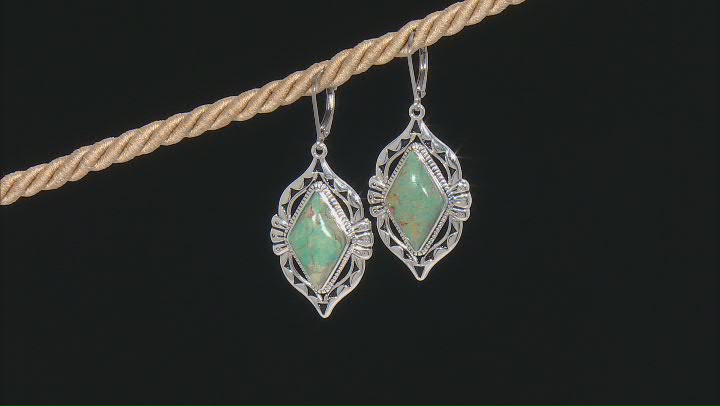 Green Kingman Turquoise Sterling Silver Earrings Video Thumbnail