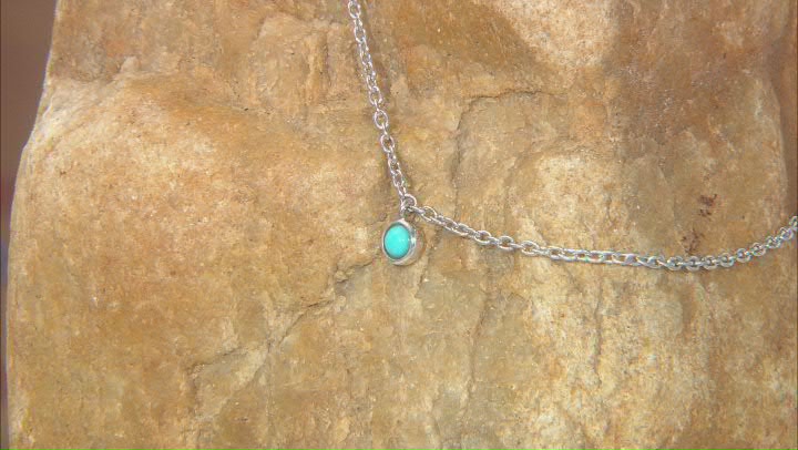 Blue Sleeping Beauty Turquoise Rhodium Over Sterling Silver Anklet Video Thumbnail