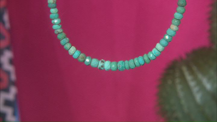 Rondelle Kingman Turquoise Sterling Silver Beaded Necklace Video Thumbnail