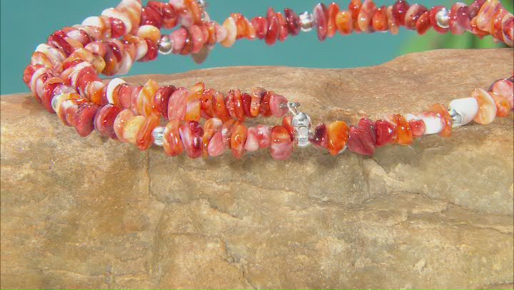 Orange Spiny Oyster Shell Sterling Silver Necklace Video Thumbnail