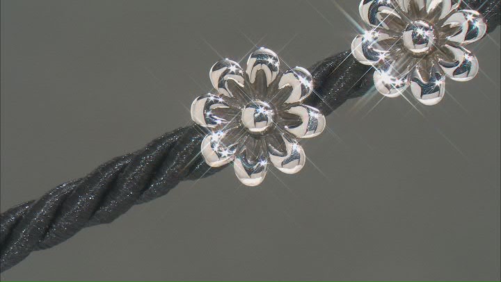 Rhodium Over Sterling Silver Flower Stud Earrings Video Thumbnail
